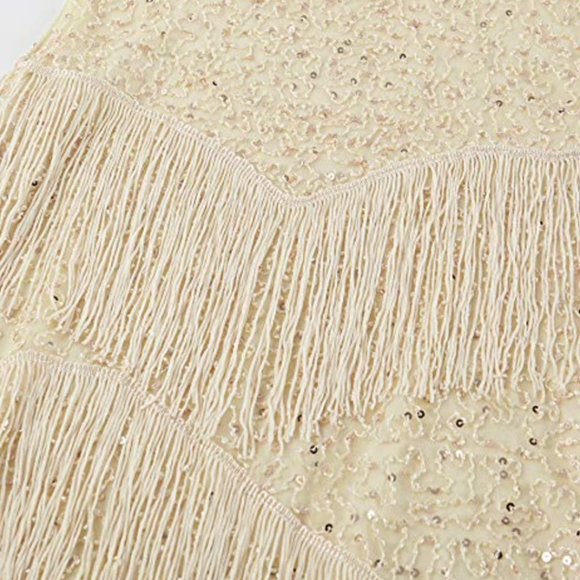 NWT Cream sequin beaded deco flapper dress - Picture 5 of 7